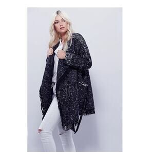Free People Fringe Wrap Blanket Coat Size Small